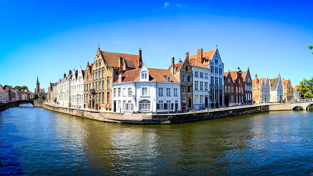Canals in Bruges on a sunny day