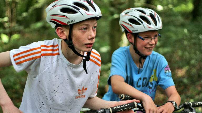 Young boys cycling