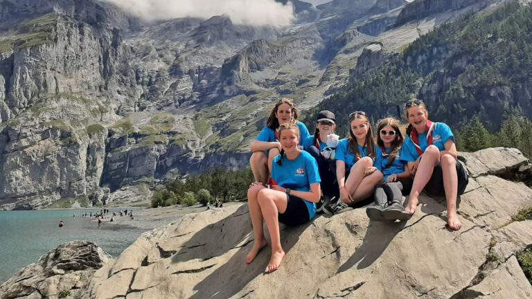 Girl guiding group visiting Adelboden in Switzerland