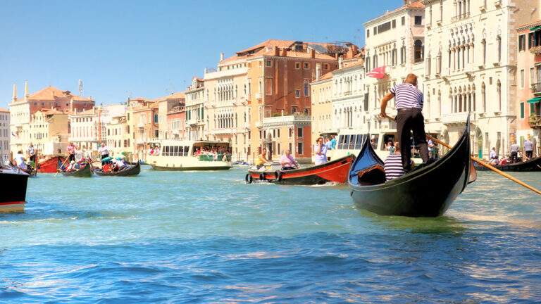 Boats on the canal in Venice