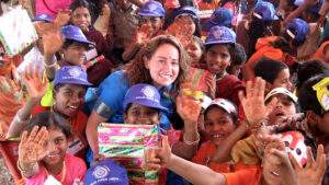 Girl guide helping out at a local charity project