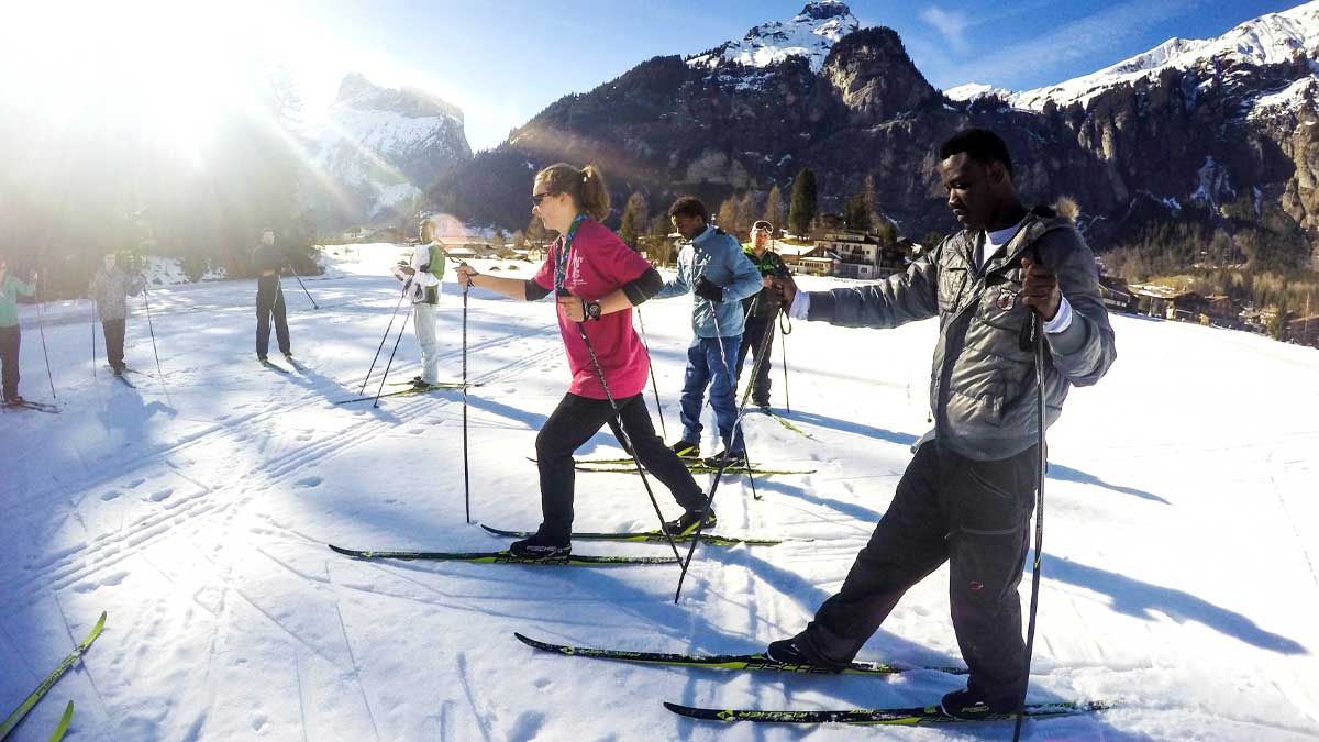 Young person cross country skiing in KISC Switzerland