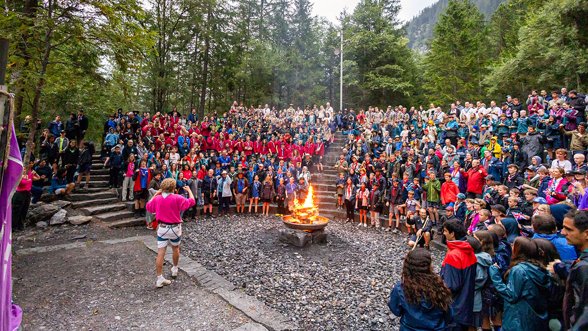 Easingwold District Scouts at KISC campfire in Switzerland