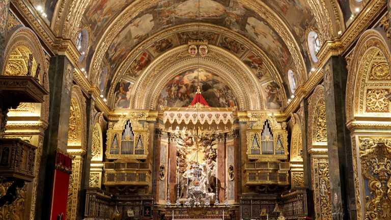 St john`s co cathedral in malta. Interior of st john`s cathedral in valletta malta