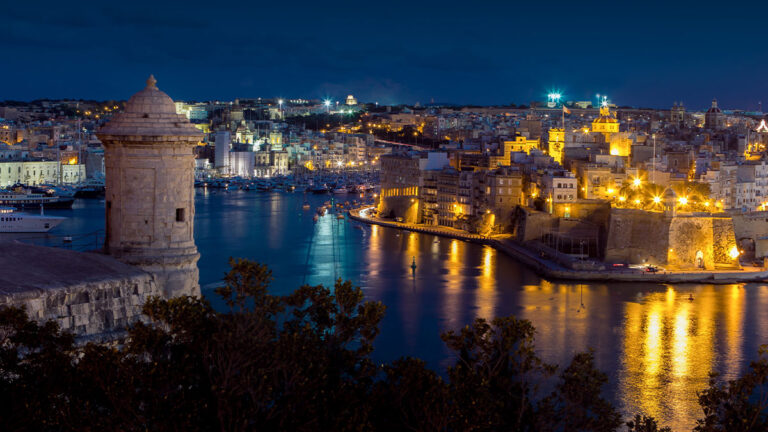 View of the three cities in Malta. View from Valletta on the three cities in Malta