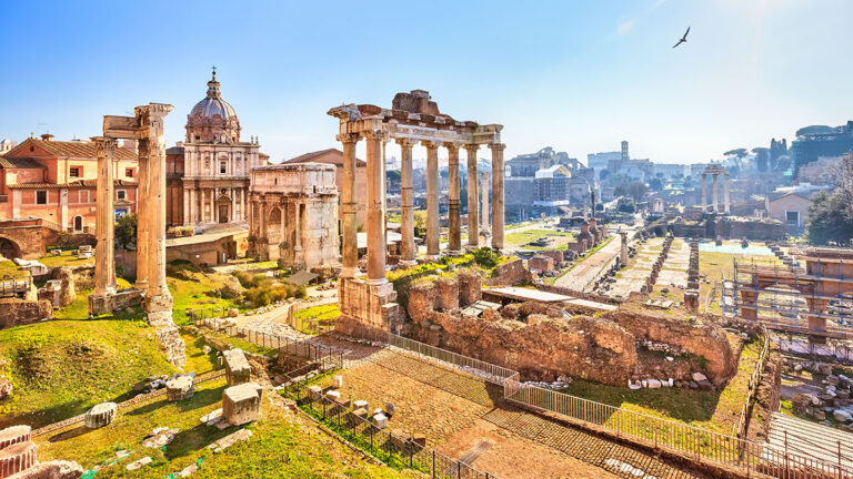 Roman ruins in Rome, Forum. Roman ruins in Rome, Italy