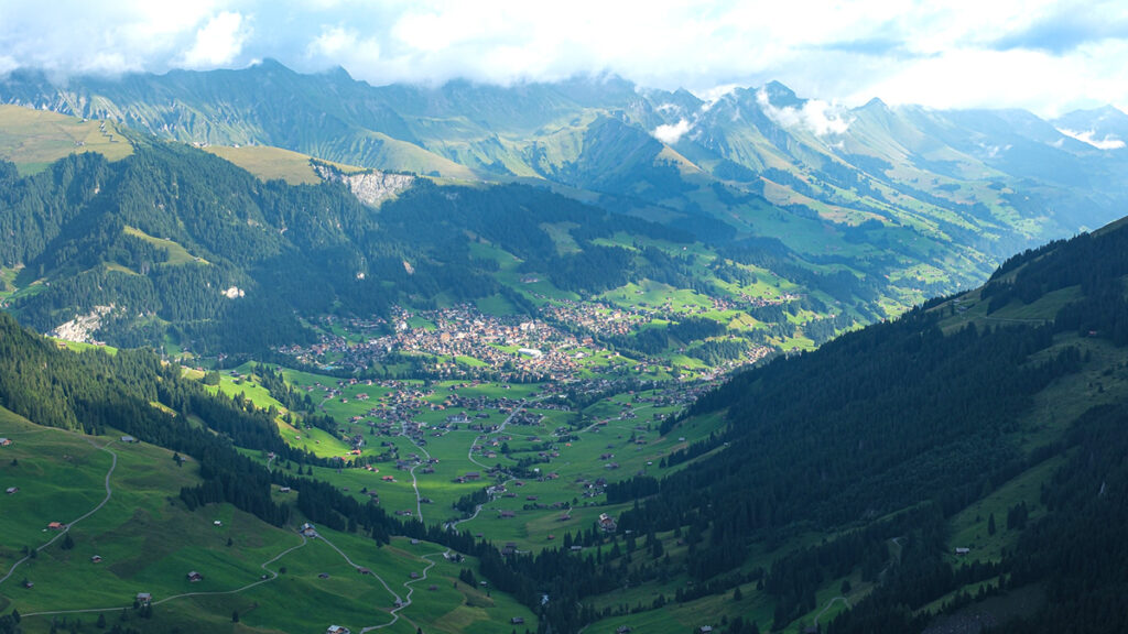 Aerial view of Adelboden, Switzerland