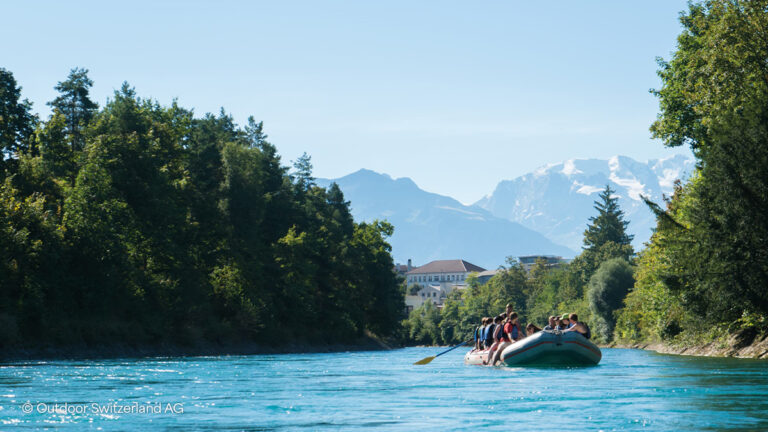 picture of aare float on a lake in Interlaken, Switzerland