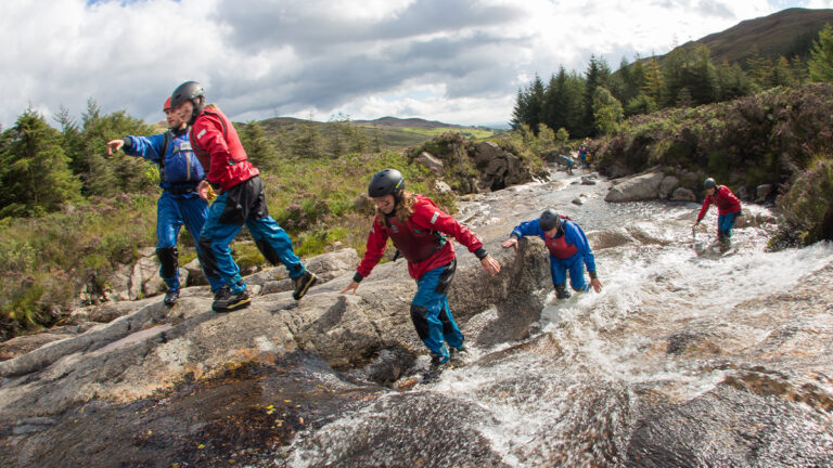 picture of people gorge walking on the Isle of Arran