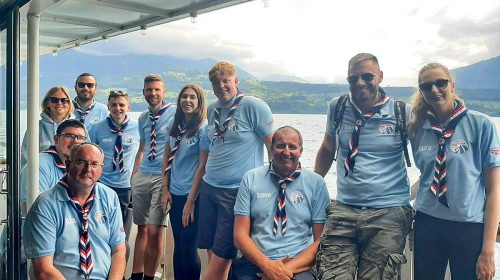 Scouts on a boat trip in Switzerland