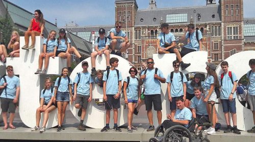 Scout group on tour in the Netherlands