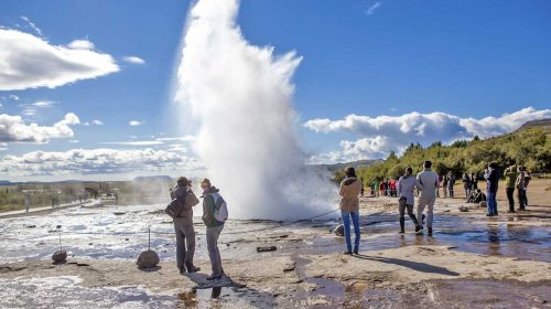 Geyser, Haukadalur, golden circle near Reykjavik in Iceland