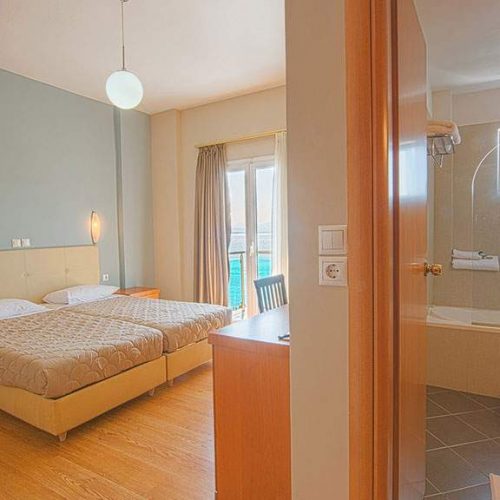 Hotel Olympic bedroom and ensuite